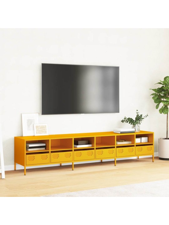 Tv skříňka žlutá 202 x 39 x 43,5 cm ocel válcovaná za studena