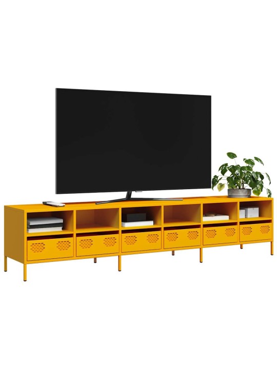 Tv skříňka žlutá 202 x 39 x 43,5 cm ocel válcovaná za studena