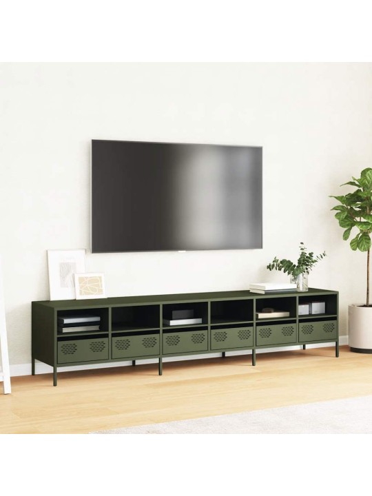 Tv skříňka olivová 202 x 39 x 43,5 cm ocel válcovaná za studena