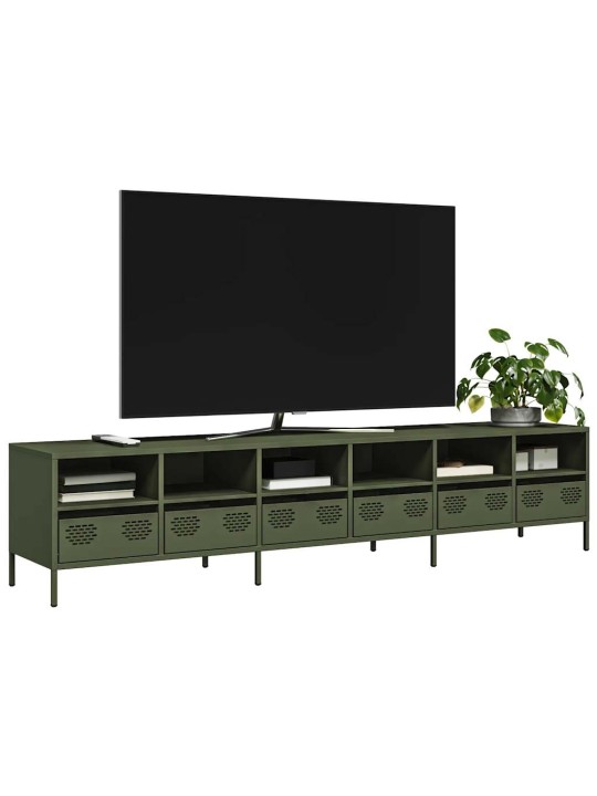 Tv skříňka olivová 202 x 39 x 43,5 cm ocel válcovaná za studena