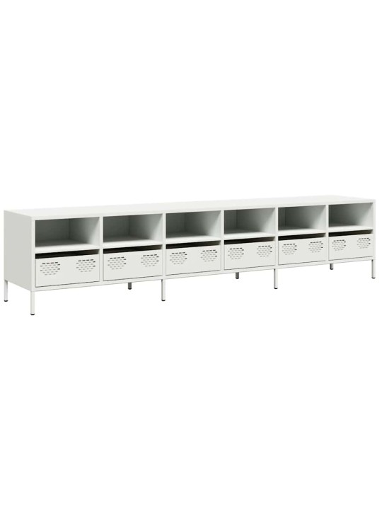 Tv skříňka bílá 202 x 39 x 43,5 cm ocel válcovaná za studena