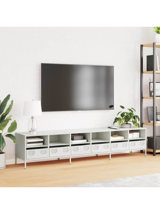 Tv skříňka bílá 202 x 39 x 43,5 cm ocel válcovaná za studena