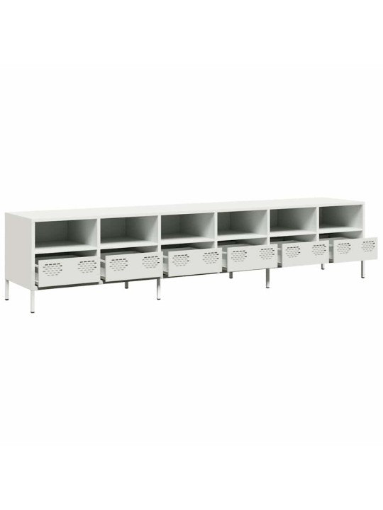 Tv skříňka bílá 202 x 39 x 43,5 cm ocel válcovaná za studena