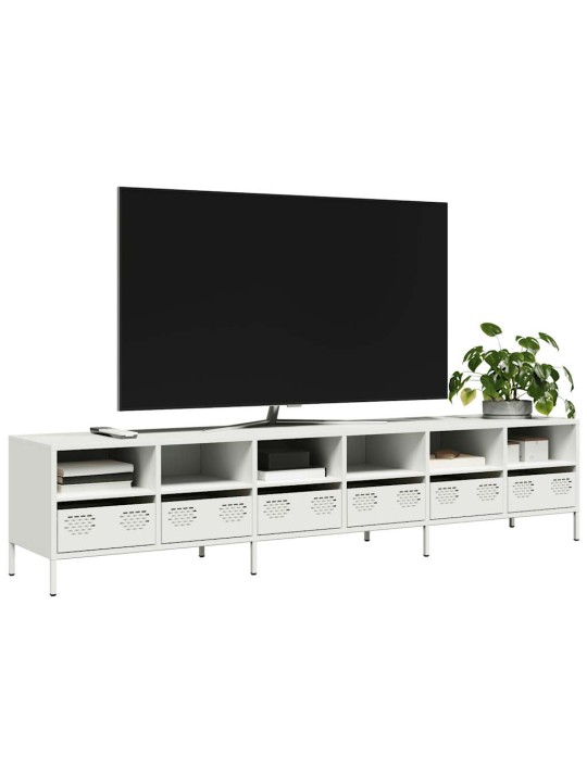 Tv skříňka bílá 202 x 39 x 43,5 cm ocel válcovaná za studena