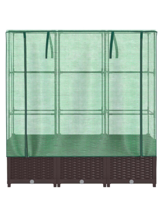 Vyvýšený záhon se skleníkem ratanový vzhled 120 x 40 x 138 cm