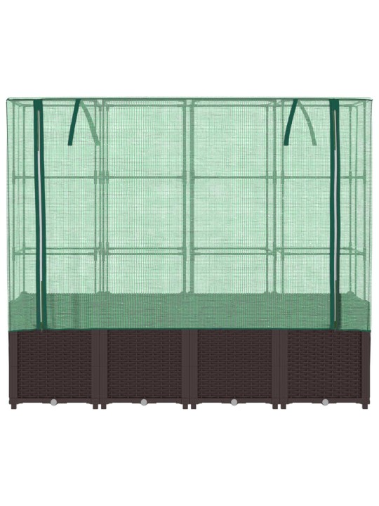 Vyvýšený záhon se skleníkem ratanový vzhled 160 x 40 x 153 cm
