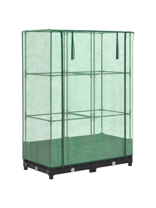 Vyvýšený záhon se skleníkem ratanový vzhled 80 x 40 x 123 cm