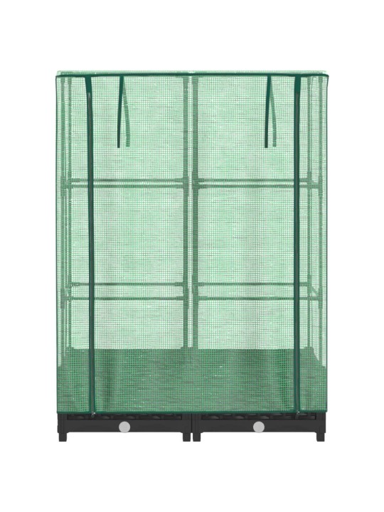 Vyvýšený záhon se skleníkem ratanový vzhled 80 x 40 x 123 cm