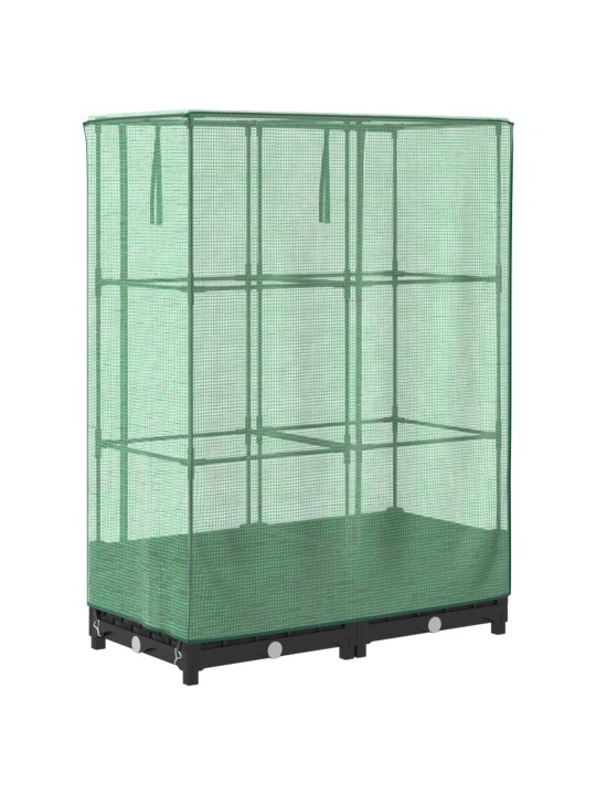 Vyvýšený záhon se skleníkem ratanový vzhled 80 x 40 x 123 cm