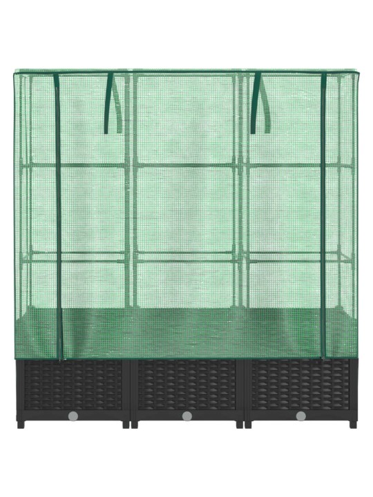 Vyvýšený záhon se skleníkem ratanový vzhled 120 x 40 x 138 cm