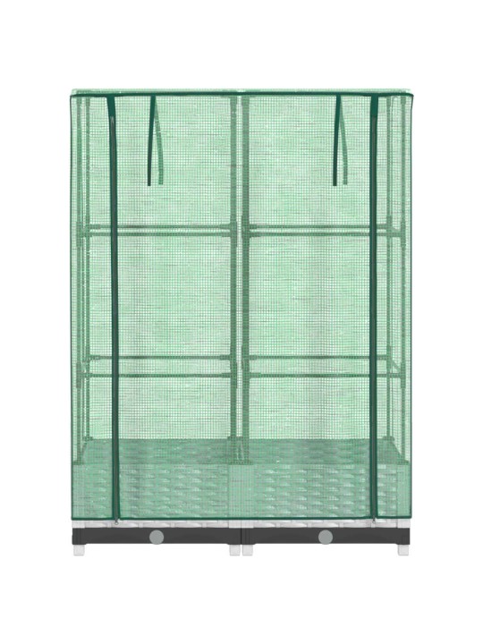 Vyvýšený záhon se skleníkem ratanový vzhled 80 x 40 x 123 cm