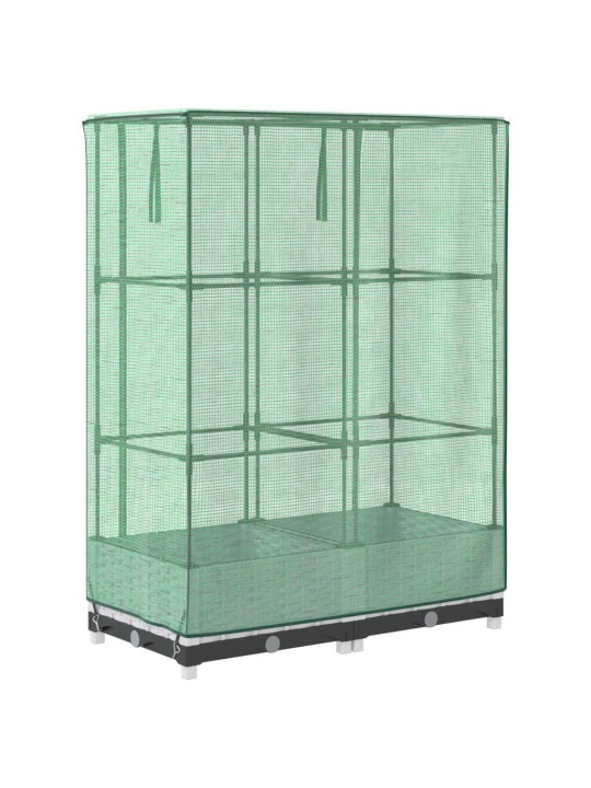 Vyvýšený záhon se skleníkem ratanový vzhled 80 x 40 x 123 cm