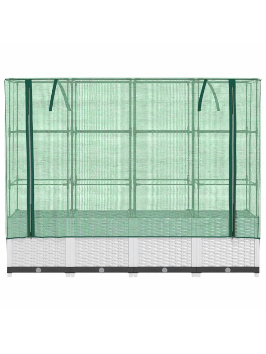 Vyvýšený záhon se skleníkem ratanový vzhled 160 x 40 x 138 cm
