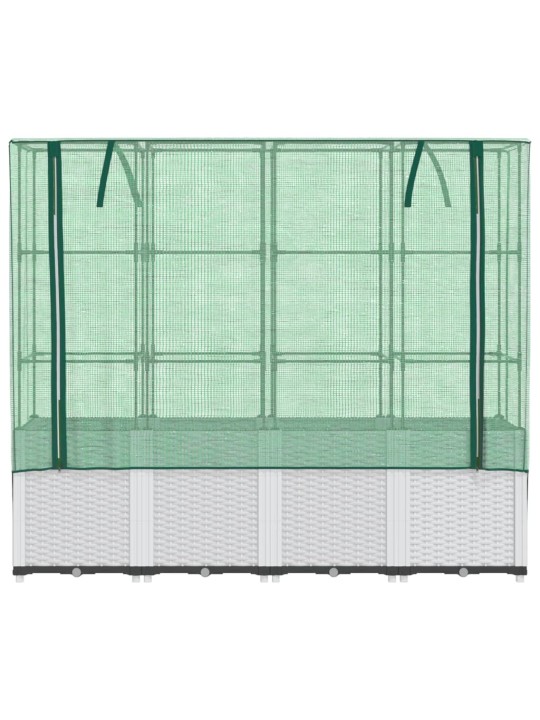 Vyvýšený záhon se skleníkem ratanový vzhled 160 x 40 x 153 cm