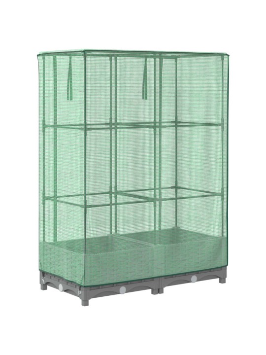 Vyvýšený záhon se skleníkem ratanový vzhled 80 x 40 x 123 cm