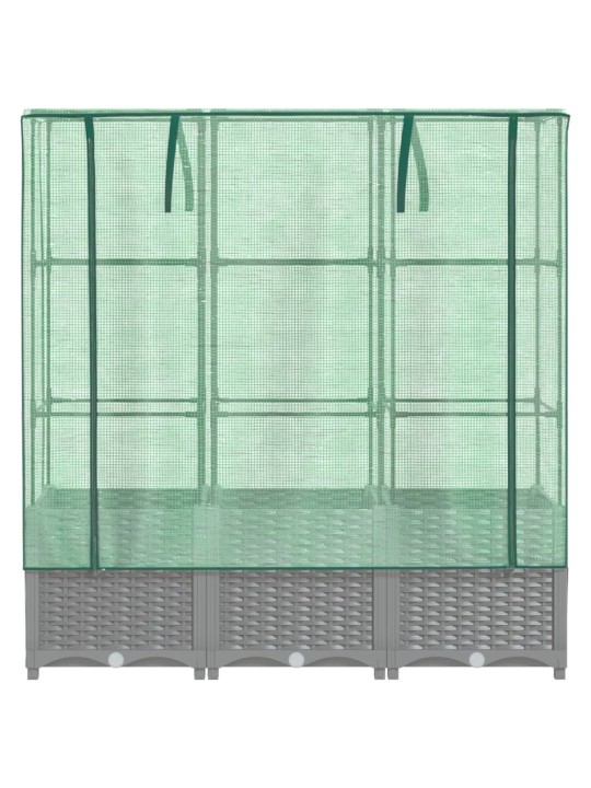 Vyvýšený záhon se skleníkem ratanový vzhled 120 x 40 x 138 cm