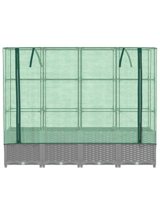 Vyvýšený záhon se skleníkem ratanový vzhled 160 x 40 x 138 cm