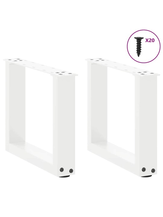 Nohy konferenčního stolku ve tvaru u, 2 ks, bílé, 40 x (30-31) cm, ocel