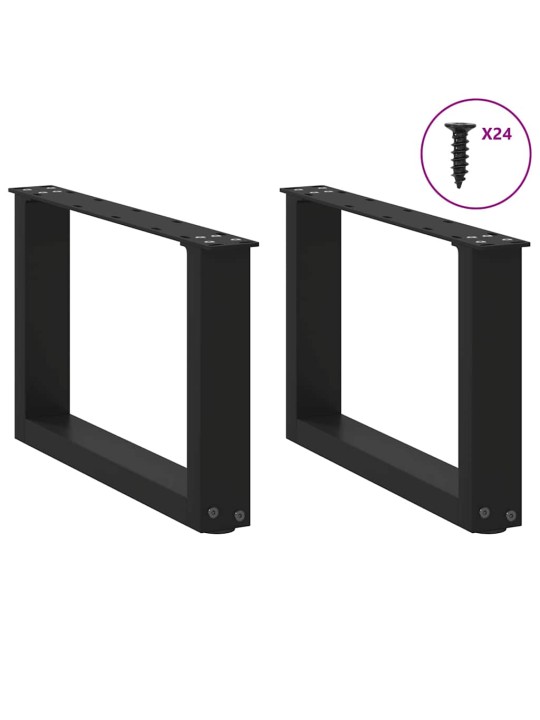 Nohy konferenčního stolku ve tvaru u, 2 ks, černé, 50 x (30-31) cm, ocel