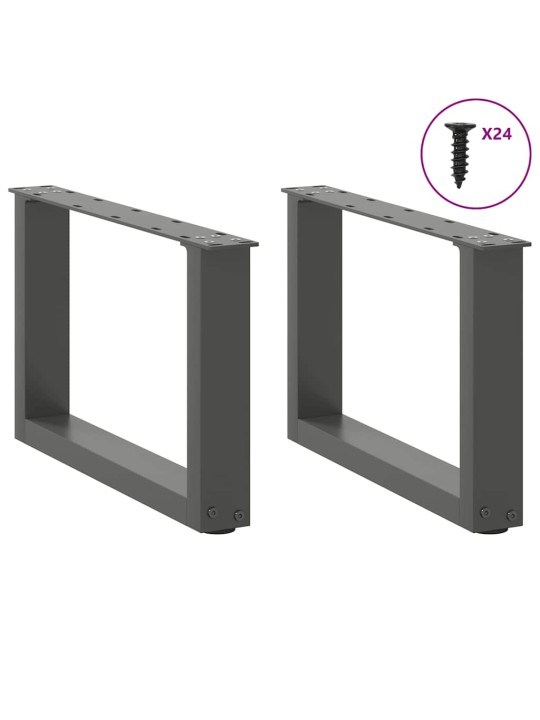 Nohy konferenčního stolku ve tvaru u 2 ks antracitové 50 x (30-31) cm ocelové
