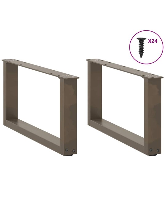 Nohy konferenčního stolku ve tvaru u, 2 ks, přírodní ocel, 60 x (30-31) cm, ocel
