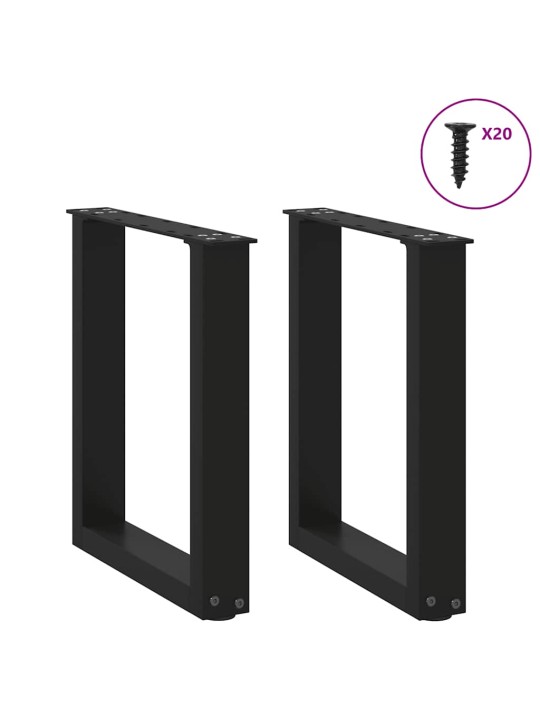 Nohy konferenčního stolku ve tvaru u, 2 ks, černé, 38 x (42-43) cm, ocel