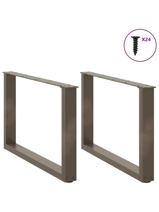 Nohy konferenčního stolku ve tvaru u, 2 ks, přírodní ocel, 60 x (42-43) cm, ocel