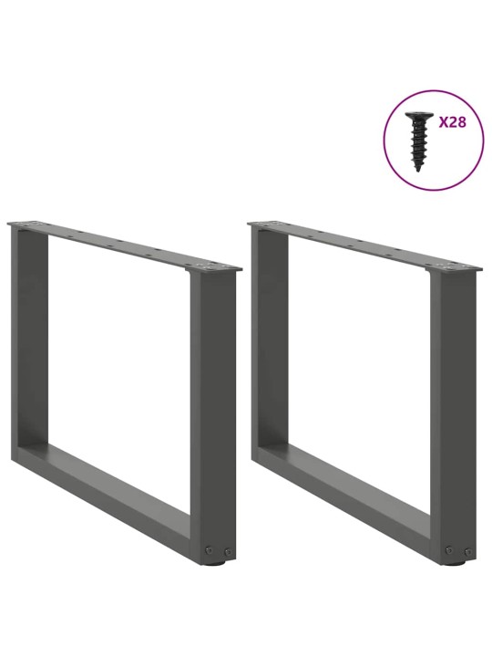 Nohy konferenčního stolku ve tvaru u 2 ks antracitové 70 x (42-43) cm ocelové