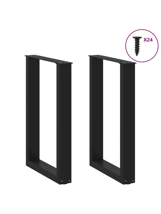 Nohy k jídelnímu stolu ve tvaru u, 2 ks, černé, 50 x (72-73) cm, ocel