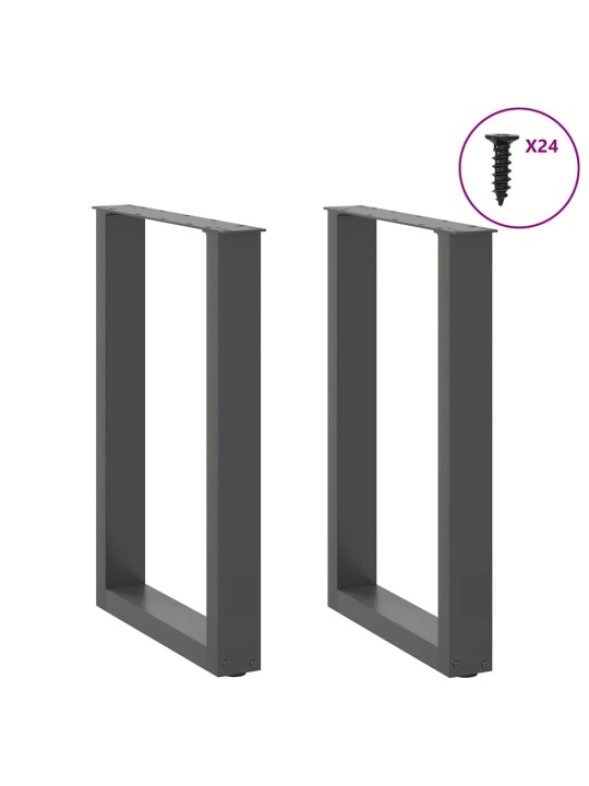 Nohy k jídelnímu stolu ve tvaru u 2 ks antracitové 50 x (72-73) cm ocelové