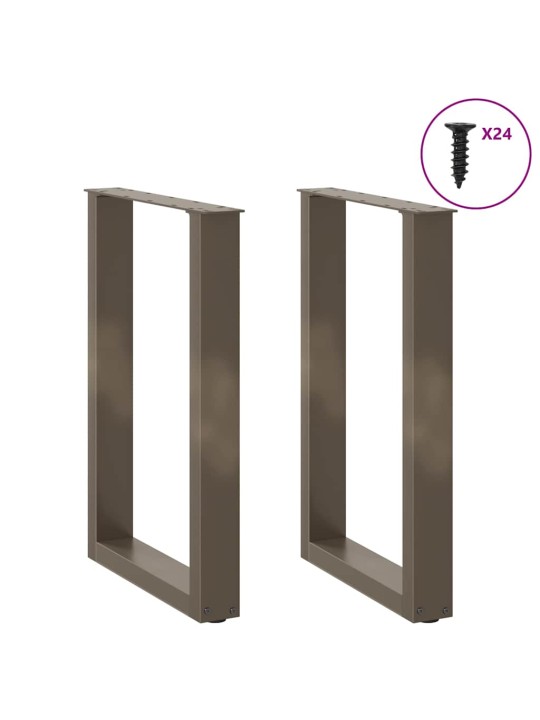 Nohy k jídelnímu stolu ve tvaru u, 2 ks, přírodní ocel, 50 x (72-73) cm, ocel