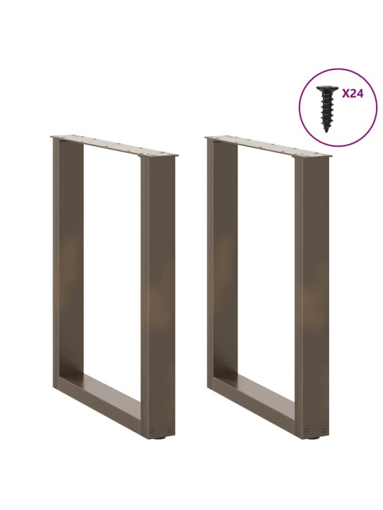Nohy k jídelnímu stolu ve tvaru u, 2 ks, přírodní ocel, 60 x (72-73) cm, ocel
