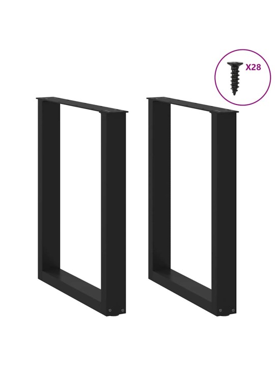 Nohy k jídelnímu stolu ve tvaru u, 2 ks, černé, 70 x (72-73) cm, ocel