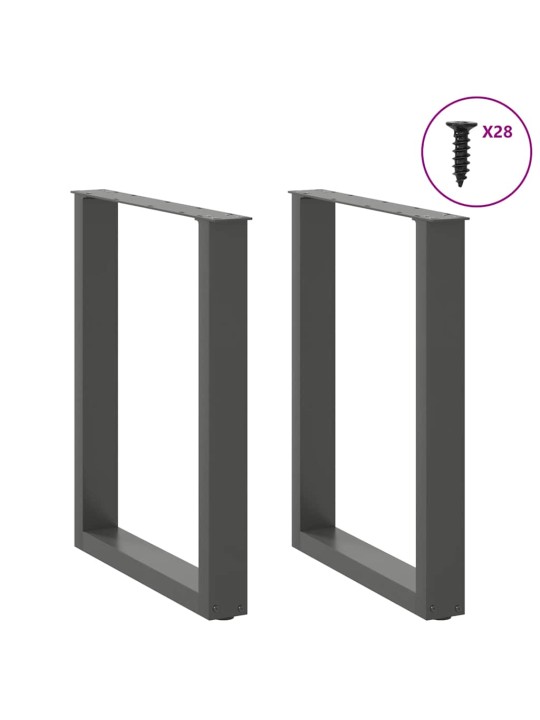 Nohy k jídelnímu stolu ve tvaru u, 2 ks, antracitové, 70 x (72-73) cm, ocel