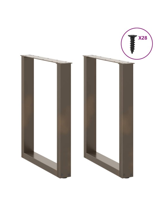 Nohy k jídelnímu stolu ve tvaru u, 2 ks, přírodní ocel, 70 x (72-73) cm, ocel
