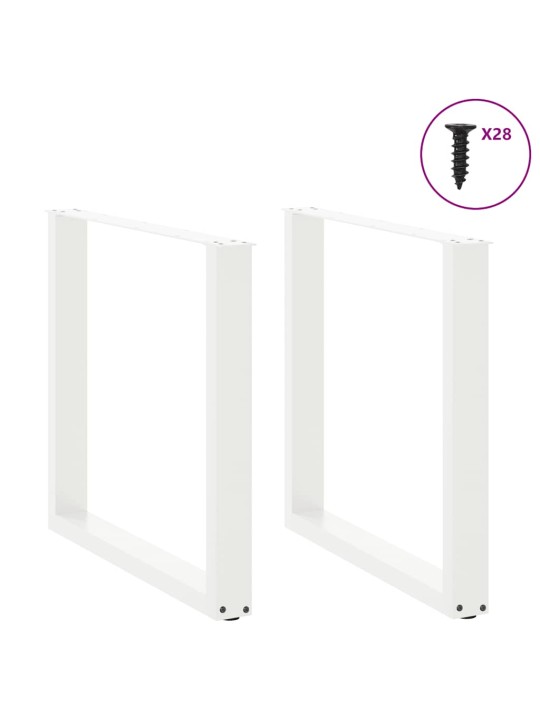 Nohy k jídelnímu stolu ve tvaru u, 2 ks, bílé, 80 x (72-73) cm, ocel