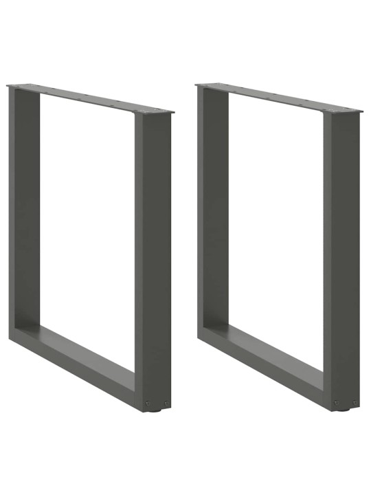 Nohy k jídelnímu stolu ve tvaru u, 2 ks, antracitové, 80 x (72-73) cm, ocel