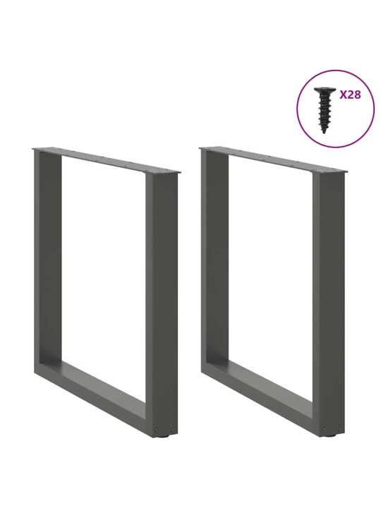 Nohy k jídelnímu stolu ve tvaru u, 2 ks, antracitové, 80 x (72-73) cm, ocel