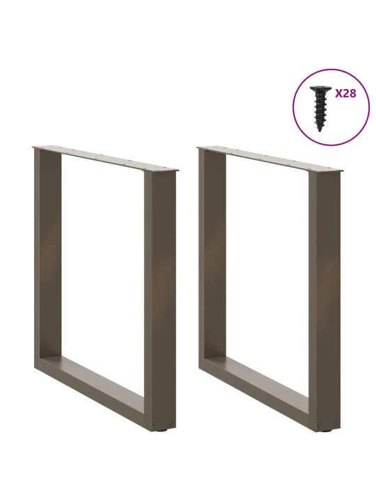 Nohy k jídelnímu stolu ve tvaru u, 2 ks, přírodní ocel, 80 x (72-73) cm, ocel