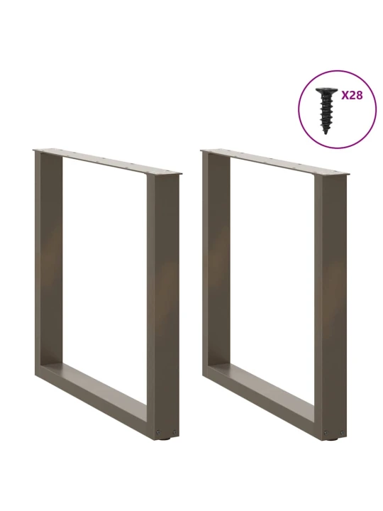 Nohy k jídelnímu stolu ve tvaru u, 2 ks, přírodní ocel, 80 x (72-73) cm, ocel