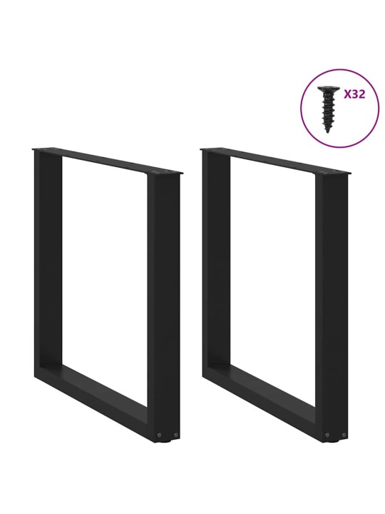 Nohy k jídelnímu stolu ve tvaru u, 2 ks, černé, 90 x (72-73) cm, ocel