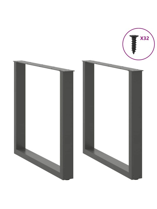 Nohy k jídelnímu stolu ve tvaru u, 2 ks, antracitové, 90 x (72-73) cm, ocel