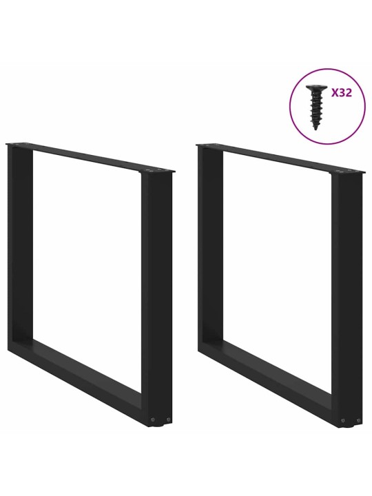 Nohy k jídelnímu stolu ve tvaru u, 2 ks, černé, 100 x (72-73) cm, ocel