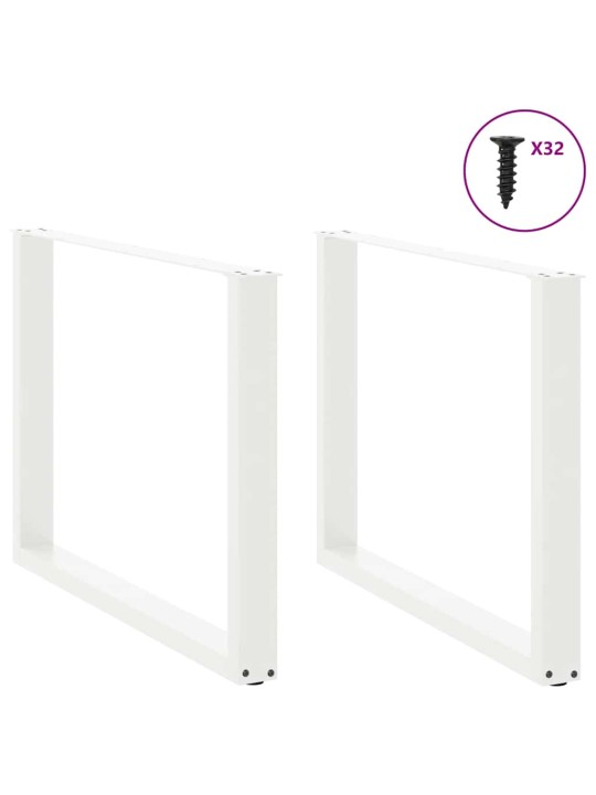 Nohy k jídelnímu stolu ve tvaru u, 2 ks, bílé, 100 x (72-73) cm, ocel
