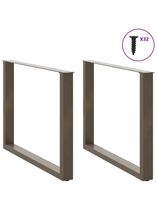 Nohy k jídelnímu stolu ve tvaru u, 2 ks, přírodní ocel, 100 x (72-73) cm, ocel