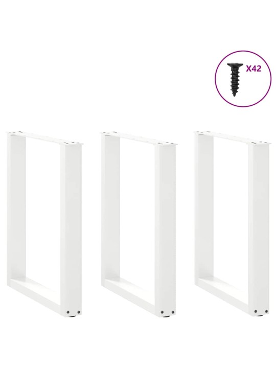 Nohy k jídelnímu stolu ve tvaru u, 3 ks, bílé, 70 x (72-73) cm, ocel