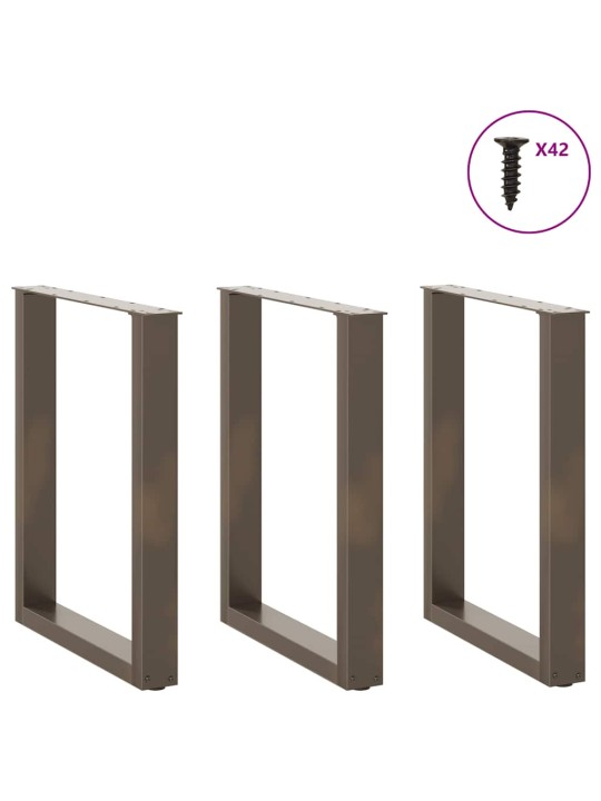 Nohy k jídelnímu stolu ve tvaru u, 3 ks, přírodní ocel, 70 x (72-73) cm, ocel