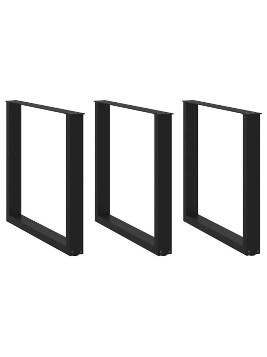 Nohy k jídelnímu stolu ve tvaru u, 3 ks, černé, 80 x (72-73) cm, ocel
