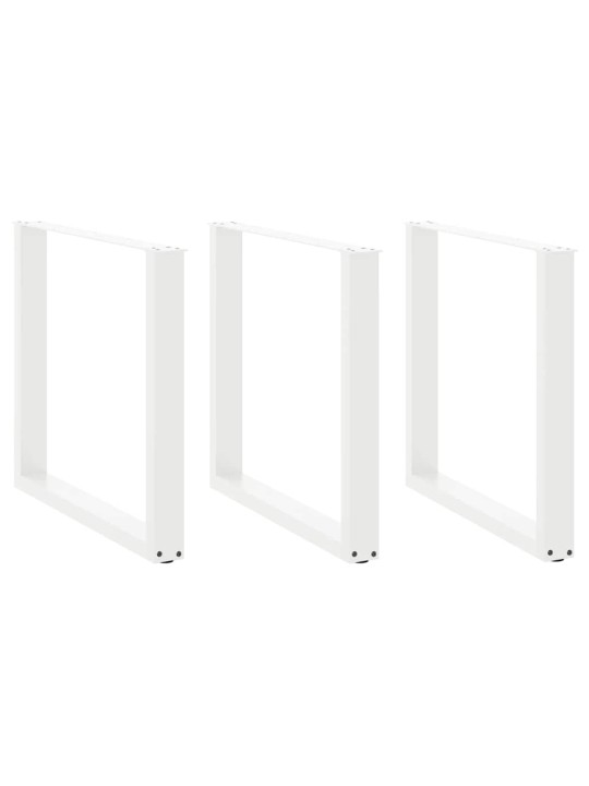 Nohy k jídelnímu stolu ve tvaru u, 3 ks, bílé, 80 x (72-73) cm, ocel