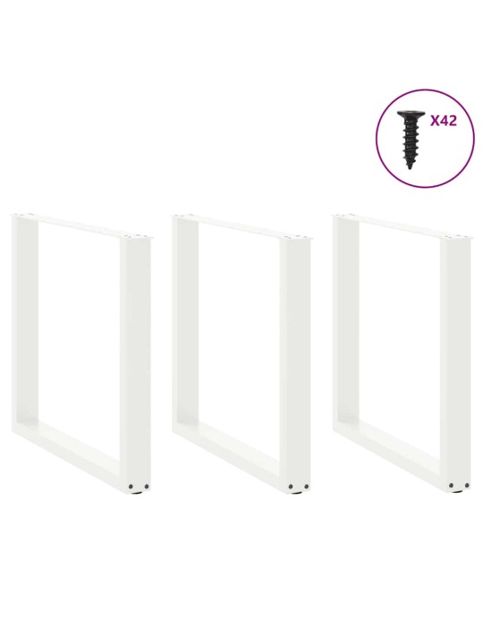 Nohy k jídelnímu stolu ve tvaru u, 3 ks, bílé, 80 x (72-73) cm, ocel